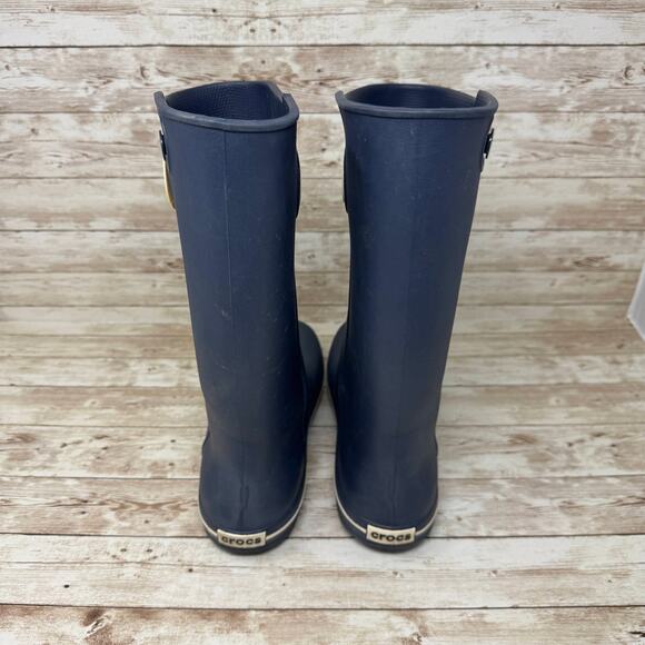 Crocs 10970 Crocband Jaunt Navy Blue Waterproof Rain Boots Women's Size 8 - Picture 4 of 8
